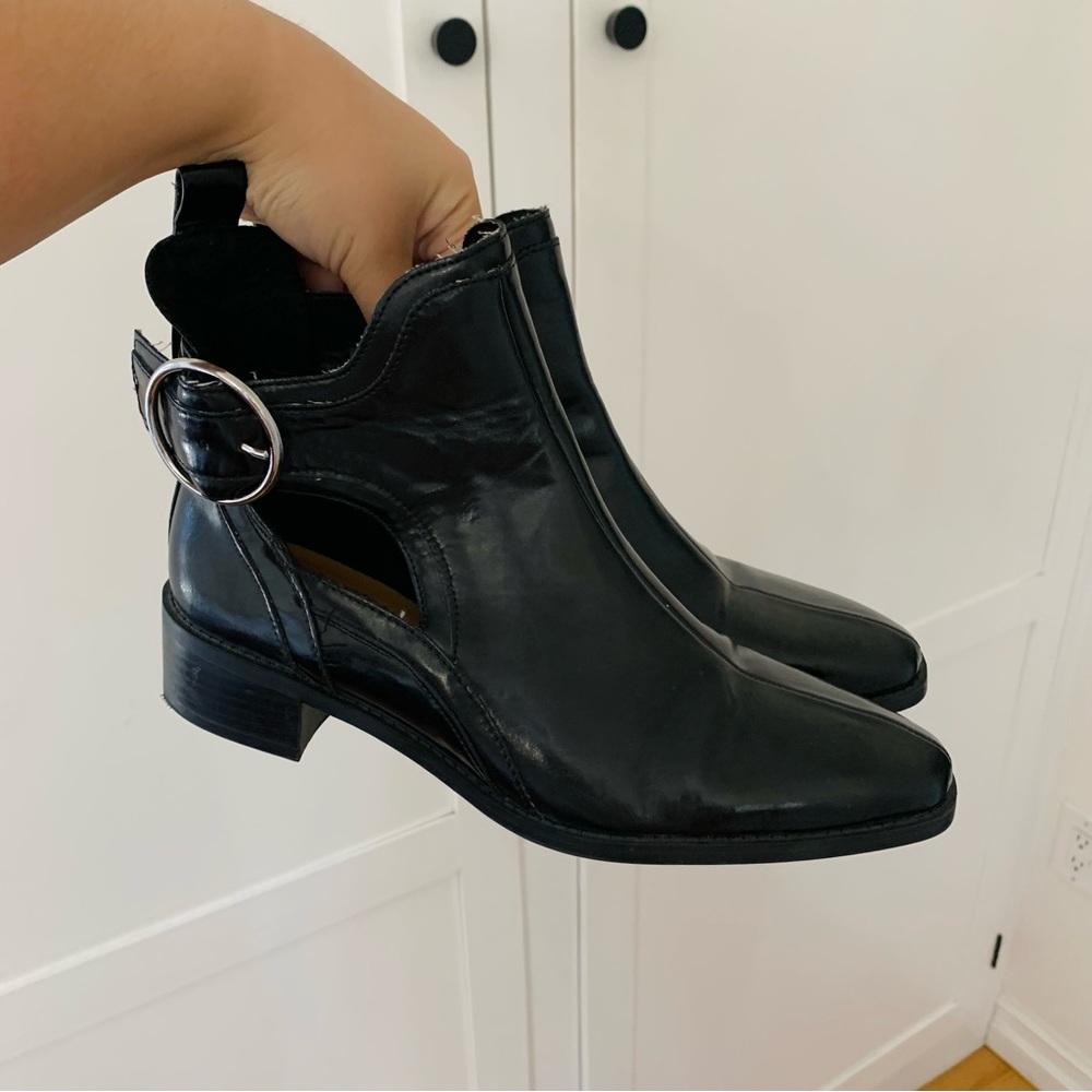 Zara Black Pointy Open Ankle Boot Size 8